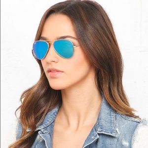 RAY-BAN BLUE MIRROR AVIATOR GLASSES 😍